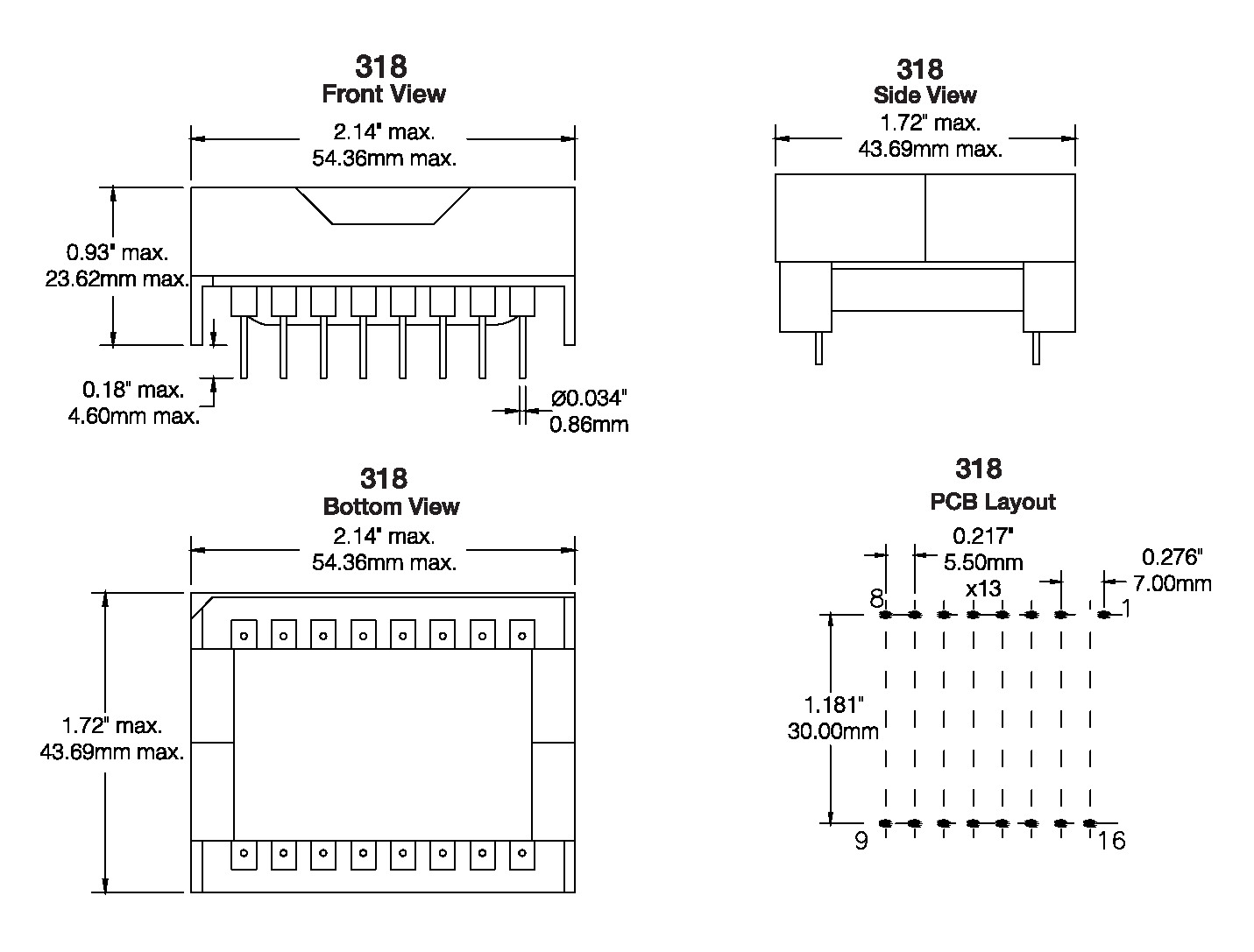 Compact Shaped Foil Inductor (WCM318 Series) Custom Transformers