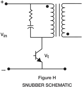 Snubber schematic: an RC network across the transformer primary